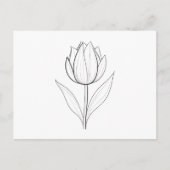 Carte Postale Noir blanc Tulipe Line Art (Devant)
