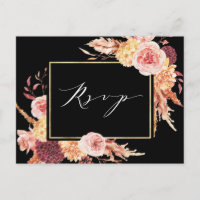 Noir Boho Bourgogne Terracotta Mariage Fleur RSVP