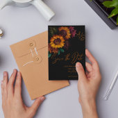 Carte Postale Noir Burnt Orange Monogramme Mariage Enregistrer l