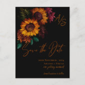 Carte Postale Noir Burnt Orange Monogramme Mariage Enregistrer l (Devant)