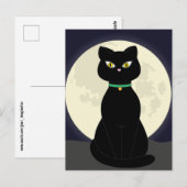 Carte postale NOIR CAT ART NIGHT MOON (Devant / Derrière)