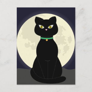 Carte postale NOIR CAT ART NIGHT MOON