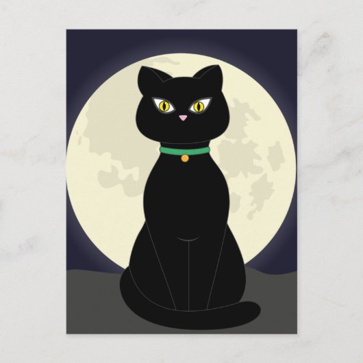 Carte postale NOIR CAT ART NIGHT MOON (Devant)