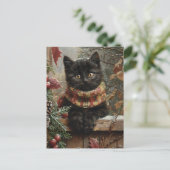 Carte Postale Noir Cat Vintage Noël (Debout devant)