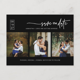 Carte Postale Noir classique minimal photo QR Code Enregistrer l