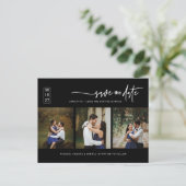 Carte Postale Noir classique minimal photo QR Code Enregistrer l (Debout devant)