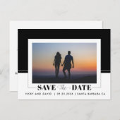 Carte Postale Noir couleur bloc mariage Enregistrer la photo Dat (Devant / Derrière)