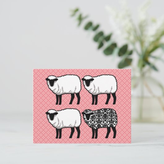 Carte Postale Noir Damask Sheep (Debout devant)
