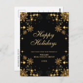 Carte Postale Noir d'or Noël Entreprise Salutation (Devant / Derrière)