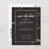 Carte Postale Noir & Doré 💡 Abstrait Moderne Encre à l'Huile (Devant / Derrière)