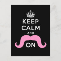 Noir drôle, rose Gardez le calme et la moustache s