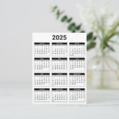 Carte Postale Noir et blanc 2025 Année à un coup d'oeil Calendri (Debout devant)