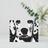 Carte Postale Noir et blanc Cute Retro Dalmatie Chiot (Debout devant)