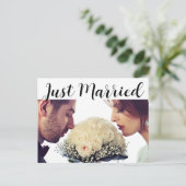 Carte Postale Noir et blanc juste marié Mariage Faire-part (Debout devant)