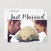 Carte Postale Noir et blanc juste marié Mariage Faire-part (Devant / Derrière)