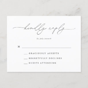 Carte Postale Noir et blanc Mariage classique moderne RSVP