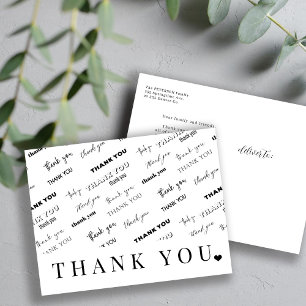 Carte Postale Noir et blanc moderne script simple merci