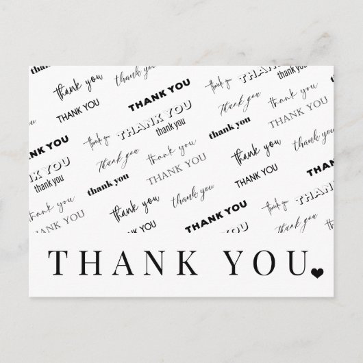 Carte Postale Noir et blanc moderne script simple merci (Devant)