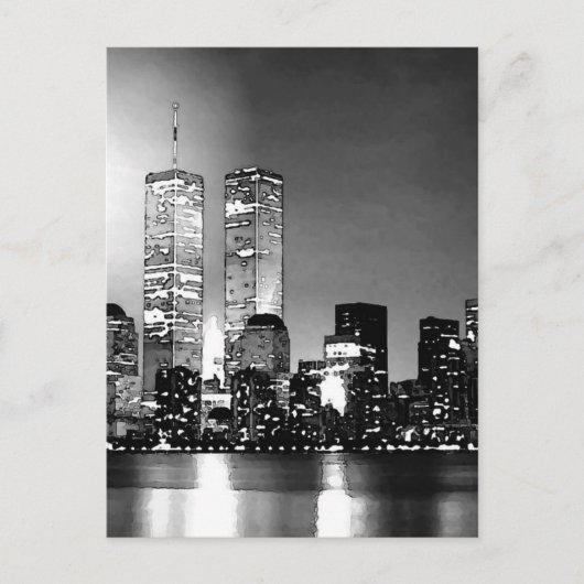 Carte Postale Noir et blanc New York City la nuit (Devant)