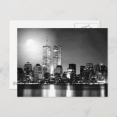 Carte Postale Noir et blanc New York City la nuit (Devant / Derrière)
