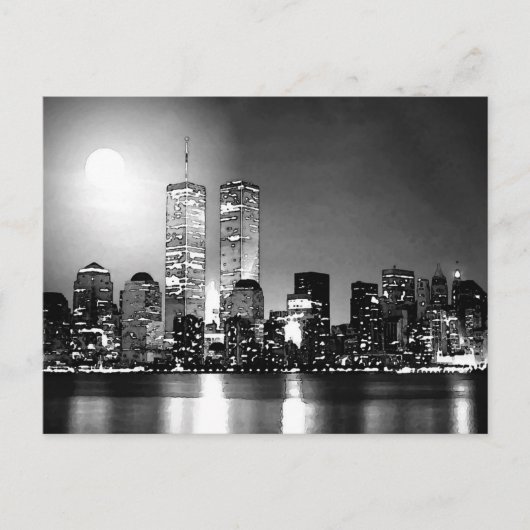 Carte Postale Noir et blanc New York City la nuit (Devant)