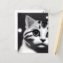 Noir et blanc Rétro Gros yeux Kitten
