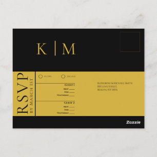 Carte Postale Noir et blanc-RSVP-Mariage-