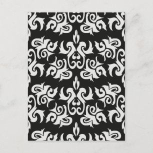 Carte Postale Noir et blanc Vintage Damask Designs