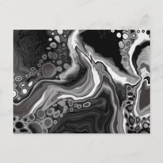 Carte Postale Noir et Marbre blanc Digital Fluid Art (Devant)