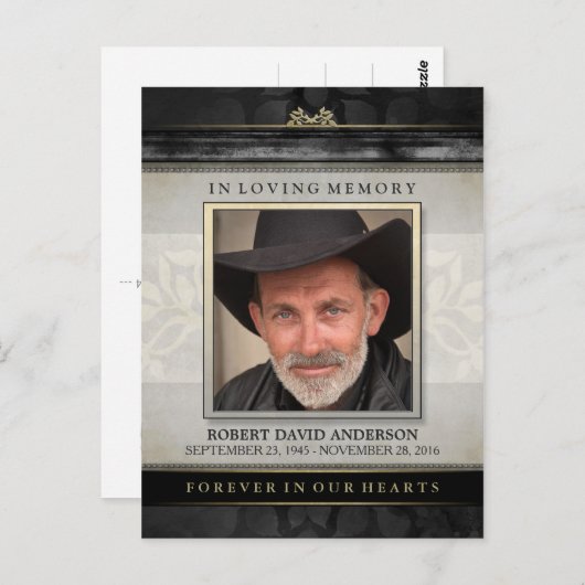 Carte Postale Noir et or dans le Merci affectueux de sympathie (Devant / Derrière)