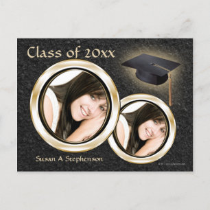 Carte postale, noir et or de faire-part