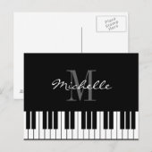 Carte Postale Noir et white piano keys monogrammes cards (Devant / Derrière)