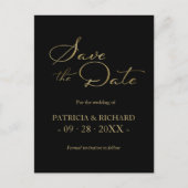 Carte Postale Noir Gold QR Code Mariage Enregistrer La Date (Devant)