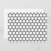 Carte Postale Noir ligne Honeypeb Bee Hive Motif hexagonal (Devant / Derrière)