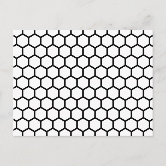 Carte Postale Noir ligne Honeypeb Bee Hive Motif hexagonal (Devant)