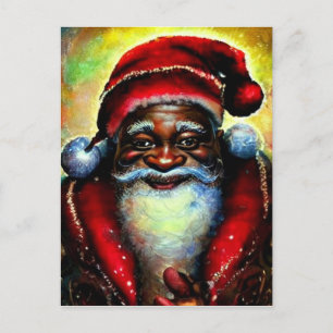 Carte Postale Noir Noir Père Noël Blanc