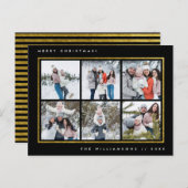 Carte Postale Noir & Or | Joyeux Noël 6 Photos (Devant / Derrière)