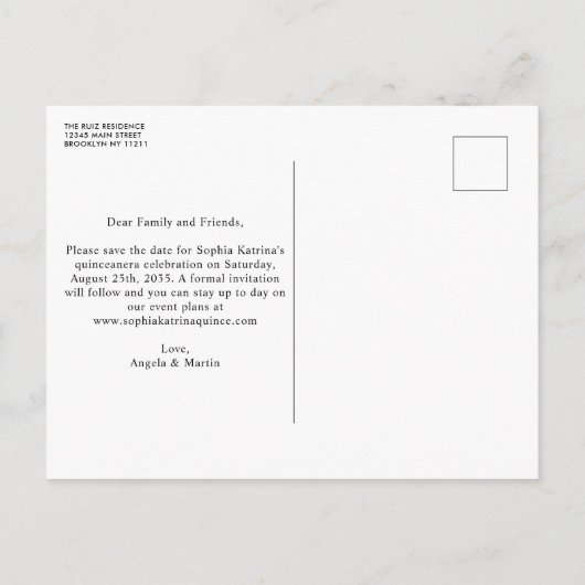 Carte Postale Noir Plum Plum or Parties scintillant Floral Quinc (Dos)