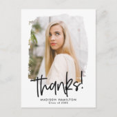 Carte Postale Noir | Preppy Script Photo Graduation Merci (Devant)