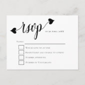 Carte Postale Noir Script Coeur Laver Mariage RSVP (Devant)