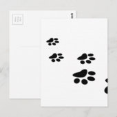 Carte Postale Noir sur blanc Design Empreinte de patte (Devant / Derrière)