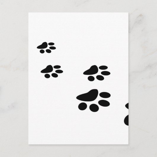 Carte Postale Noir sur blanc Design Empreinte de patte (Devant)