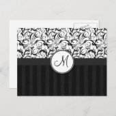 Carte Postale Noir sur blanc Fleur, Feux et Monogramme (Devant / Derrière)