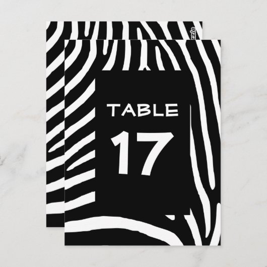 Carte Postale Noir Zebra Stripes Numéro de tableau (Devant / Derrière)