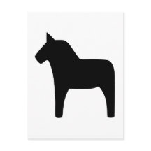 Carte postale noire Dala Horse