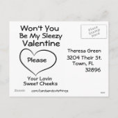 Carte postale noire et blanche de Saint-Valentin (Dos)