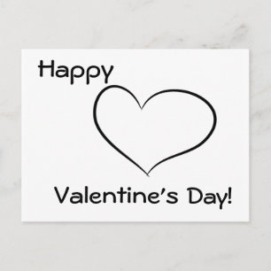 Carte postale noire et blanche de Saint-Valentin
