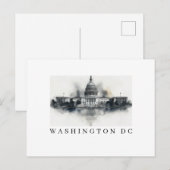 Carte postale noire et blanche de Washington DC (Devant / Derrière)