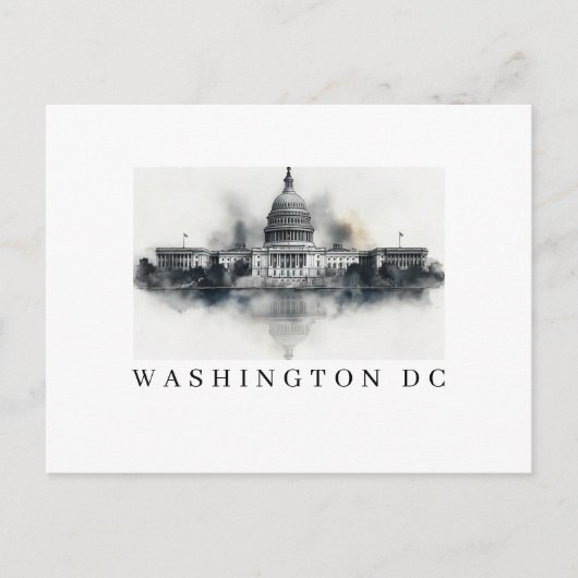 Carte postale noire et blanche de Washington DC (Devant)