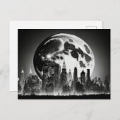Carte postale noire et blanche d'une Pleine lune e (Devant / Derrière)